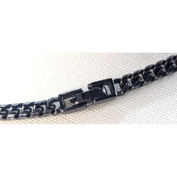 Vintage Monet Choker Necklace Black & Cream Enamel Pendant Zebra Animal Print - Picture 4 of 4